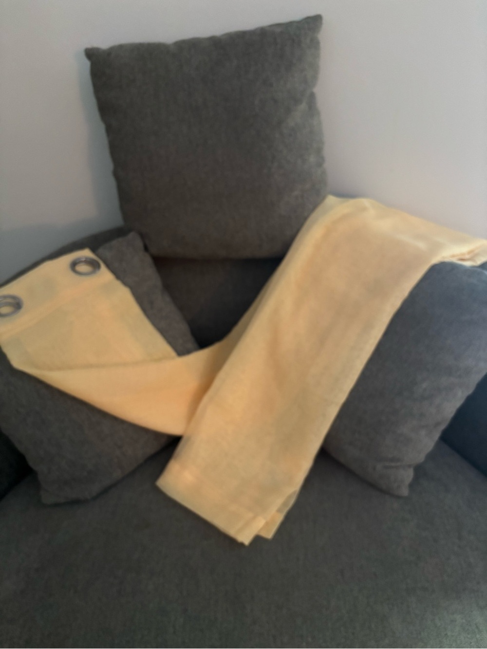 Light Yellow Grommet Top Curtain Panel - Unbranded